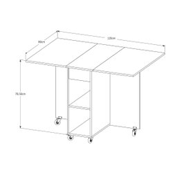 Mesa Dobravel Retangular 1.20 com Rodizio Jade Basoto Brasil - 4
