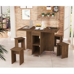 Mesa Dobravel Retangular 1.20 com Rodizio Jade Basoto Brasil - 2