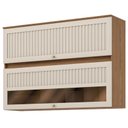 Ver imagem 1 de Armário Aéreo 2 Portas Basculantes Ripado com Vidro 120 Cm Requinte Nature Areia Hp – Henn