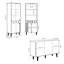 Ver imagem 7 de Conjunto Buffet e Cristaleira Decorativa Sala de Estar Versátil Village Pés de Madeira Off-white/ Fr