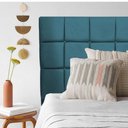 Ver imagem 1 de Cabeceira Estofada Espanha 100cm Solteiro para Cama Box Suede Azul Turquesa - Gat Magazine