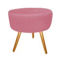 Ver imagem 1 de Puff Puff Decorativo Lavínia Redondo Suede Rose Pés Palito Madeira Mz Decor