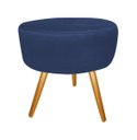 Ver imagem 1 de Puff Puff Decorativo Lavínia Redondo Suede Azul Marinho Pés Palito Madeira Mz Decor