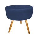 Ver imagem 1 de Puff Puff Decorativo Lavínia Redondo Suede Azul Marinho Pés Palito Madeira Mz Decor