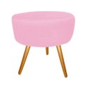Ver imagem 1 de Puff Puff Decorativo Lavínia Redondo Suede Rosa Pés Palito Madeira Mz Decor