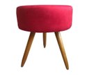 Ver imagem 1 de Puff Puff Decorativo Lavínia Redondo Suede Vermelho Pés Palito Madeira Mz Decor