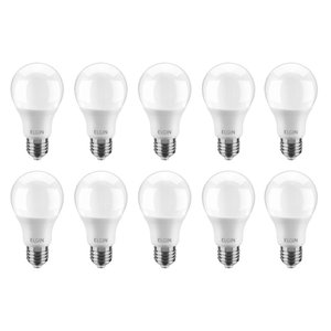 Kit 10 Lâmpadas de LED Branca E27 9W 6500K Bulbo A60 Elgin