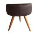 Ver imagem 1 de Puff Puff Decorativo Lavínia Redondo Suede Marrom Pés Palito Madeira Mz Decor