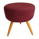 Ver imagem 1 de Puff Puff Decorativo Lavínia Redondo Suede Vermelho Bordô Pés Palito Madeira Mz Decor