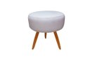Ver imagem 1 de Puff Puff Decorativo Lavínia Redondo Suede Branco Pés Palito Madeira Mz Decor