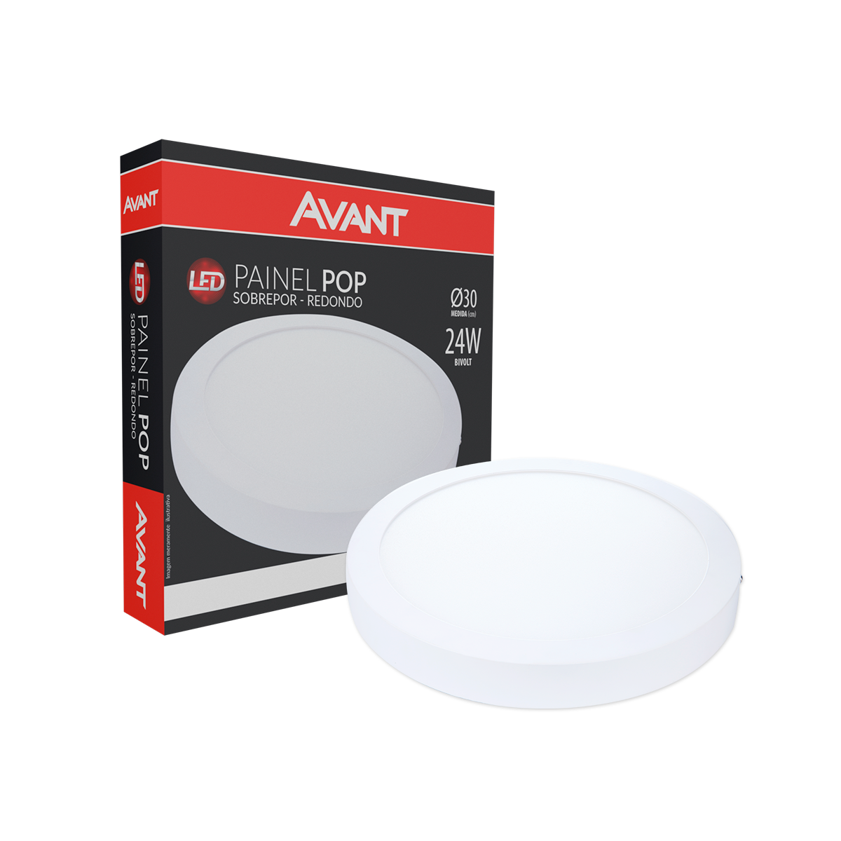 Plafon Led Avant Pop Sobrepor 24w 6500k Bivolt Redondo 30cm