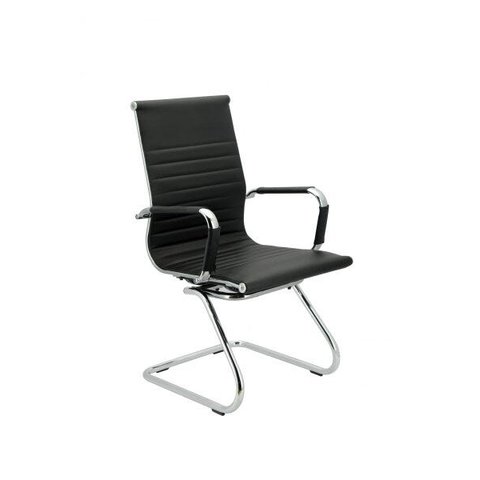 Cadeira Diretor Fixa Eames Relax Cromada Preta