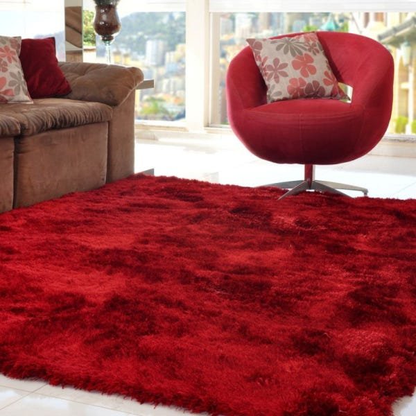 Tapete Felpudo para Sala ou Quarto 200 x 1,40 Vermelho - 2