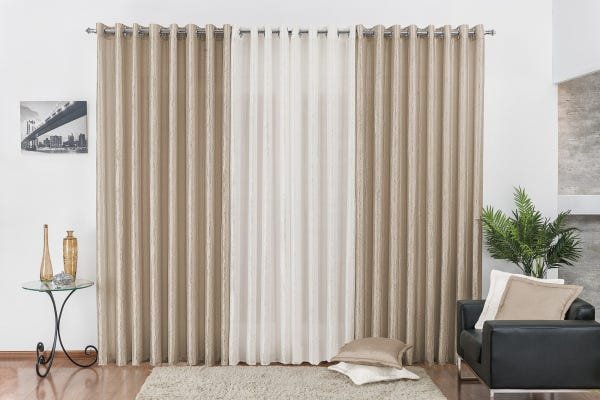 Cortina Para Sala E Quarto 4x2,80 Grande Cetim Amassado Any - 1