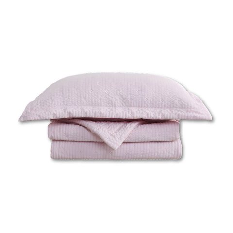Colcha Matelassê - Casal - Pliê - Rosa - C/ Porta Travesseiro - Camesa