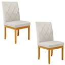 Ver imagem 1 de Kit 2 Cadeiras de Sala de Jantar Estofadas Gomes Madeira Maciça Linho Off White G78 - Gran Belo Cade