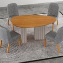 Ver imagem 7 de Conjunto Sala de Jantar 4 Cadeiras Isis Tampo Orgânico MDF 135cm Marrom/Off White/Cinza