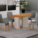 Ver imagem 1 de Conjunto Sala de Jantar 4 Cadeiras Isis Tampo Orgânico MDF 135cm Marrom/Off White/Cinza
