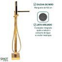 Ver imagem 5 de Misturador Monocomando de Piso para Banheira Dourado