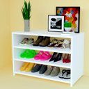 Ver imagem 1 de Sapateira 70x30cm Branco 3 Partição Organizador Porta Suporte Sapato Tênis Mdf