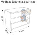 Ver imagem 2 de Sapateira 70x30cm Branco 3 Partição Organizador Porta Suporte Sapato Tênis Mdf