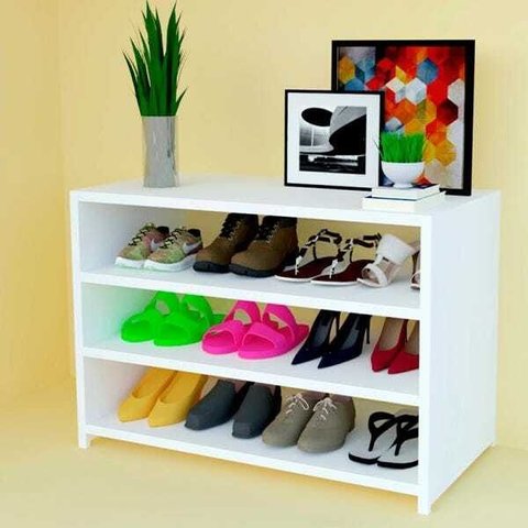 Sapateira 70x25cm Branco 3 Partição Organizador Porta Suporte Sapato Tênis Mdf