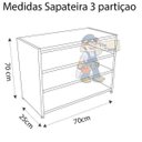 Ver imagem 2 de Sapateira 70x25cm Branco 3 Partição Organizador Porta Suporte Sapato Tênis Mdf