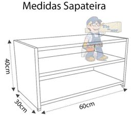 Sapateira Branco 60x30cm Organizador Porta Suporte Sapato Tênis Mdf - 2