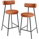 Ver imagem 1 de Kit 02 Banquetas Baixa para Cozinha Sala de Jantar Bancada Milão L02 Couríssimo Camel - lyam decor L