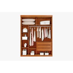 Guarda Roupa Solteiro Búzios 2 Portas de Correr 1 Porta Espelhada 3 Gavetas 100% Mdf:neve - 2