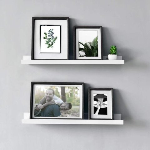 kit 2 Prateleiras Branco 60cm Tempero Decorativo Quadros Foto Livro mdf