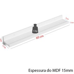 kit 2 Prateleiras Branco 60cm Tempero Decorativo Quadros Foto Livro mdf - 2