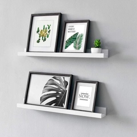 Kit 2 Prateleiras Branco 80cm Tempero Decorativo Quadros Foto Livro Mdf