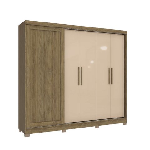 Guarda Roupa Casal 245cm 5 Portas 4 Gavetas com Pés Cb03n564 Kappesberg - Nogueira/macadâmia