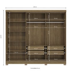 Guarda Roupa Casal 245cm 5 Portas 4 Gavetas com Pés Cb03n564 Kappesberg - Nogueira/macadâmia - 4 Guarda Roupa Casal 245cm 5 Portas 4 Gavetas com Pés Cb03n564 Kappesberg - Nogueira/macadâmia - 4