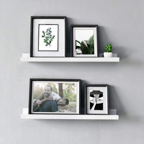Combo 2 Prateleiras Branco 100cm Tempero Decorativo Quadros Foto Livro Mdf