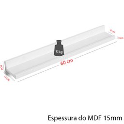 Kit 3 Prateleiras Branco Mdf 60cm Decorativa para Sala, Cozinha e Quarto - 2