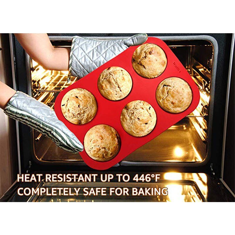 Molde De Metal Antiaderente WALFOS, Utensílios De Cozinha Para Fondant, 1 Peça De Silicone Com 6 Cop - 5