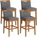Ver imagem 2 de Kit 4 Banquetas Alta Cozinha Gourmet Conforto Linho:Linho Cinza