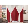 Cortina Vermelho com Palha para Quarto 2,00m x 1,70m Tecido Microfibra com Voal - Jéssica - 1