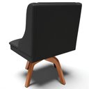 Ver mais imagens de Poltrona Decorativa Base Giratória de Madeira Firenze Corino Preto/Natural - Gran Belo