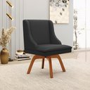 Ver imagem 2 de Poltrona Decorativa Base Giratória de Madeira Firenze Corino Preto/Natural - Gran Belo