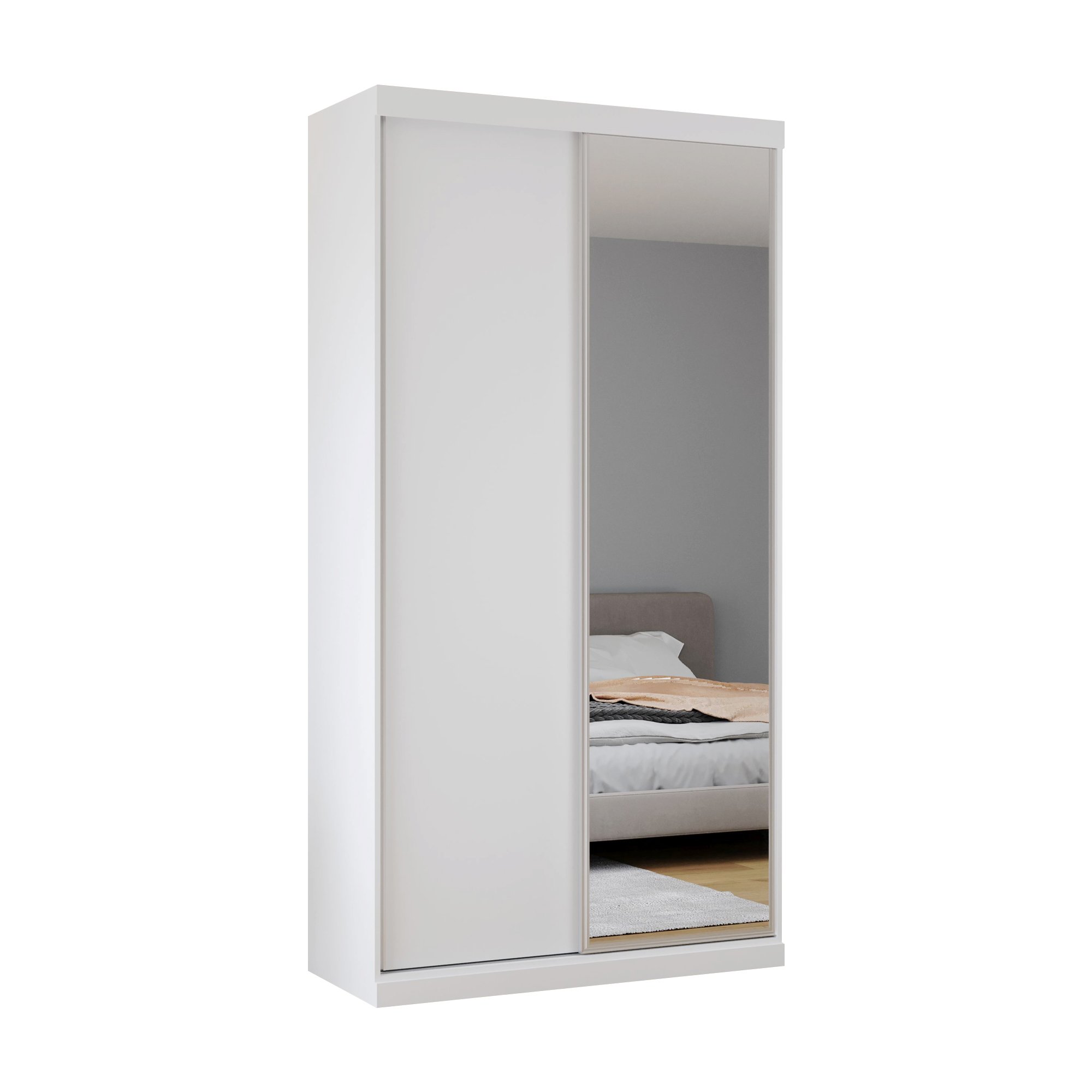 Guarda Roupas Modulado Solteiro com Espelho 120cm 2 Portas de Correr 100% MDF Royal - 4