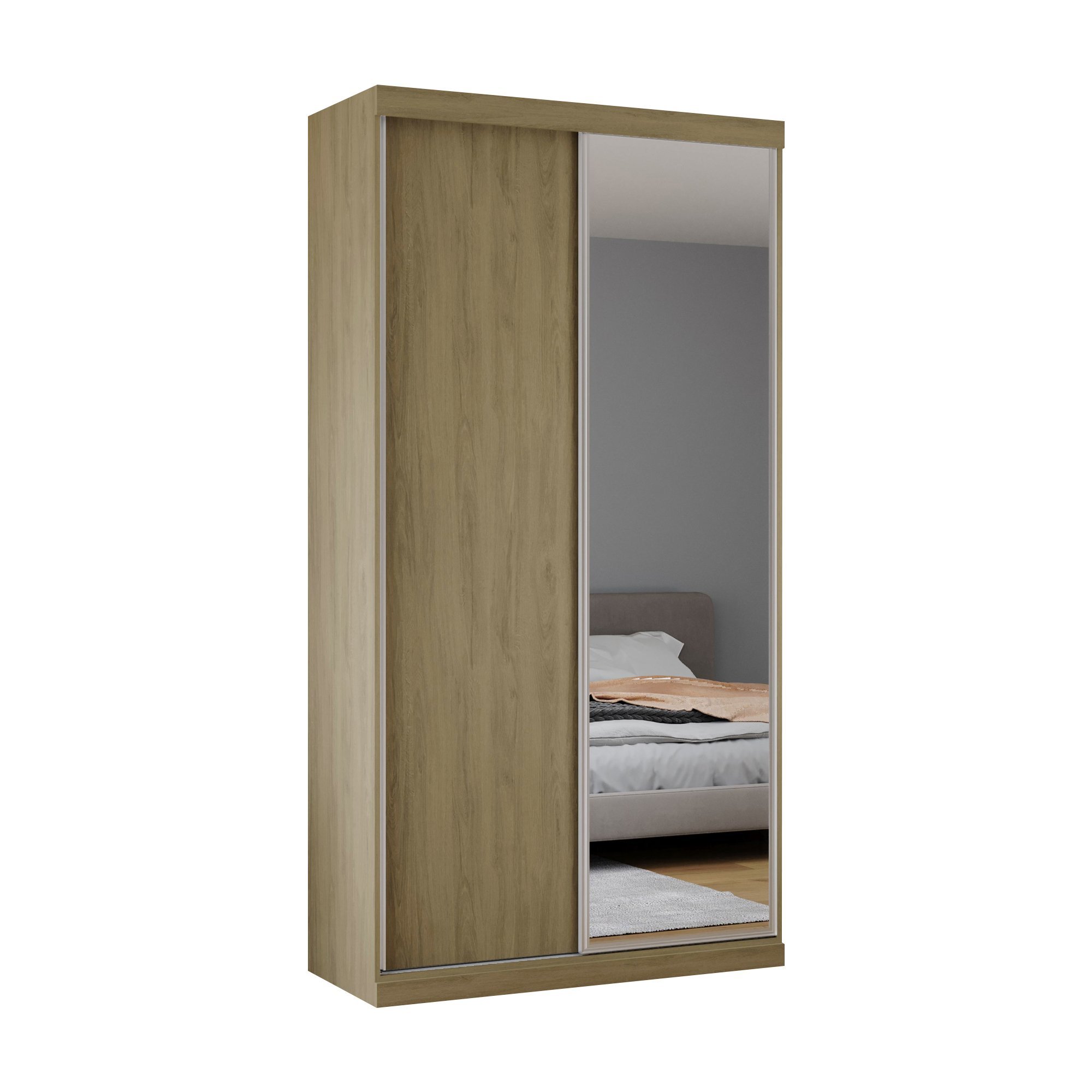 Guarda Roupas Modulado Solteiro com Espelho 120cm 2 Portas de Correr 100% MDF Royal - 4