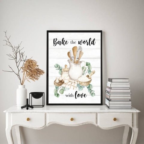Quadro Cozinha Provençal - Confeitaria 45x34cm - com Vidro:moldura Preta