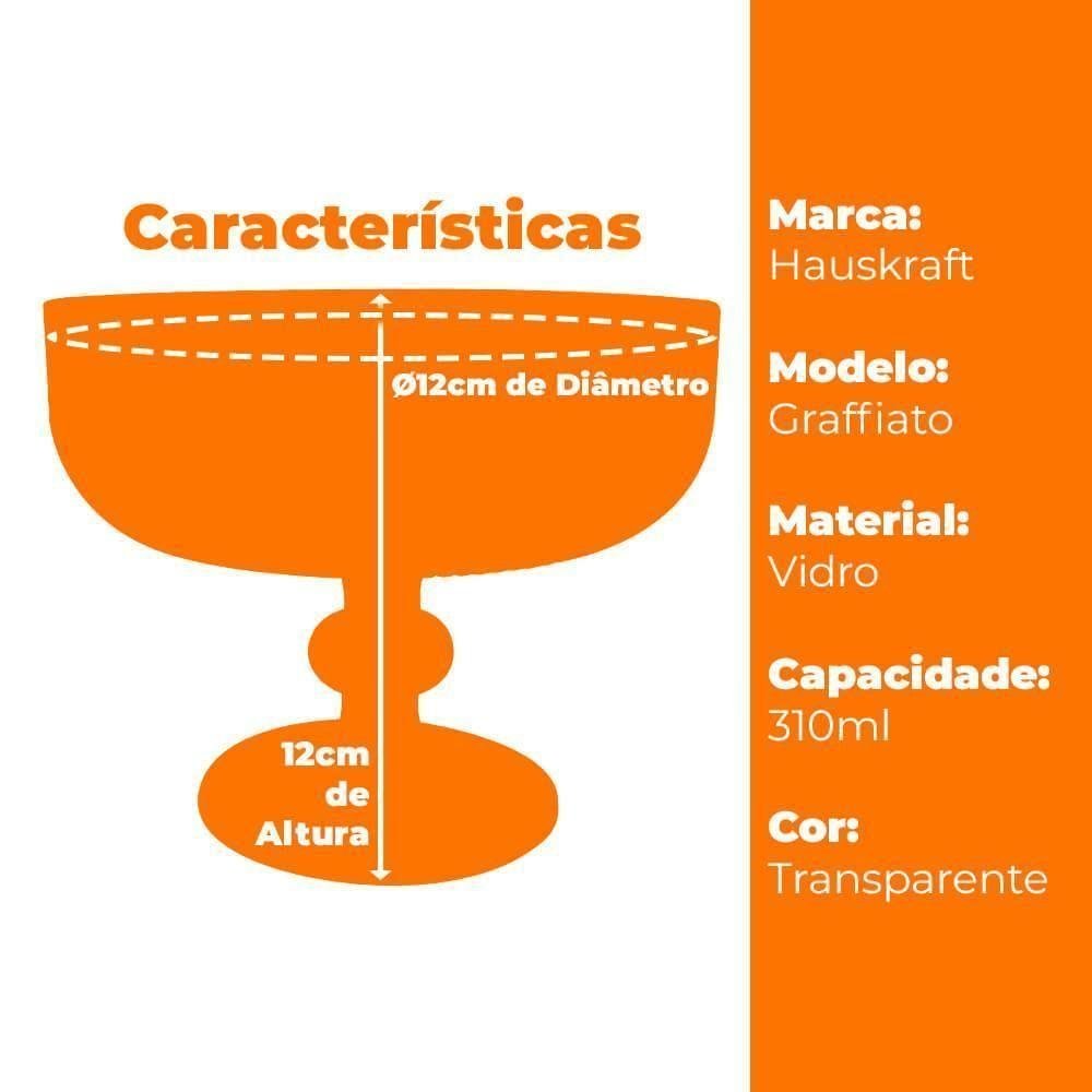 Taças Sobremesa Vidro Transparente 310ml - Hauskraft (6 Pçs) - 6
