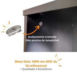 Mesa para Escritório/Estudos Pequena Branca: Preto - 3