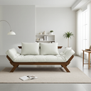 Ver imagem 3 de Sofá Japão Futon Sarja Impermeável Branco Off Madeira Imbuia