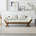 Ver imagem 5 de Sofá Japão Futon Sarja Impermeável Branco Off Madeira Imbuia