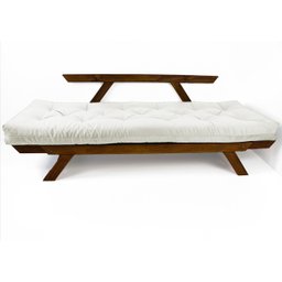 Sofá Japão Futon Sarja Impermeável Branco Off Madeira Imbuia - 4